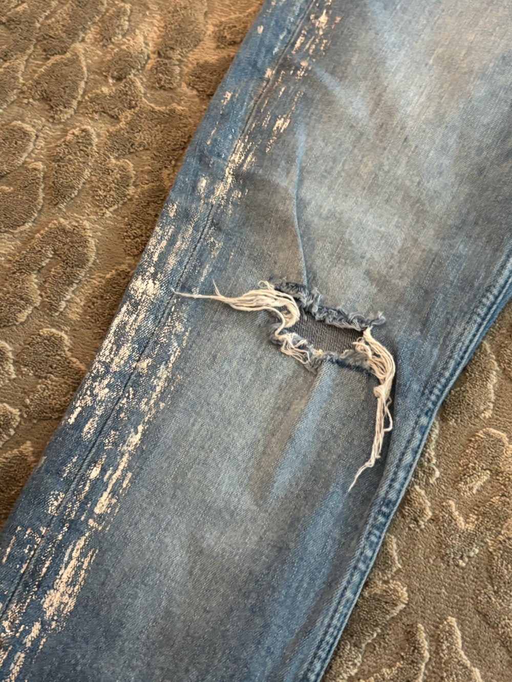 Zara Basics Light Blue Denim Jeans with metallic silver paint size 6 - Picture 7 of 10